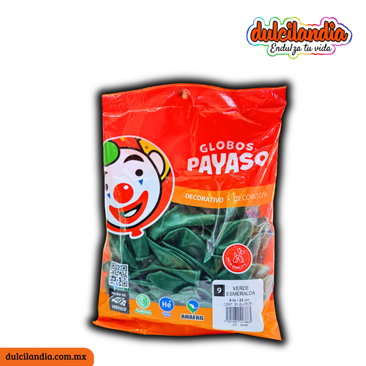 Globos #9 Verde Esmeralda GLOBOS PAYASO Bolsa c/50