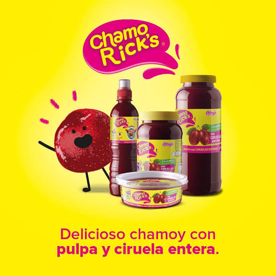 Chamoy ChamoRick’s con Ciruelas Enteras CHILIMOY Botella 600g