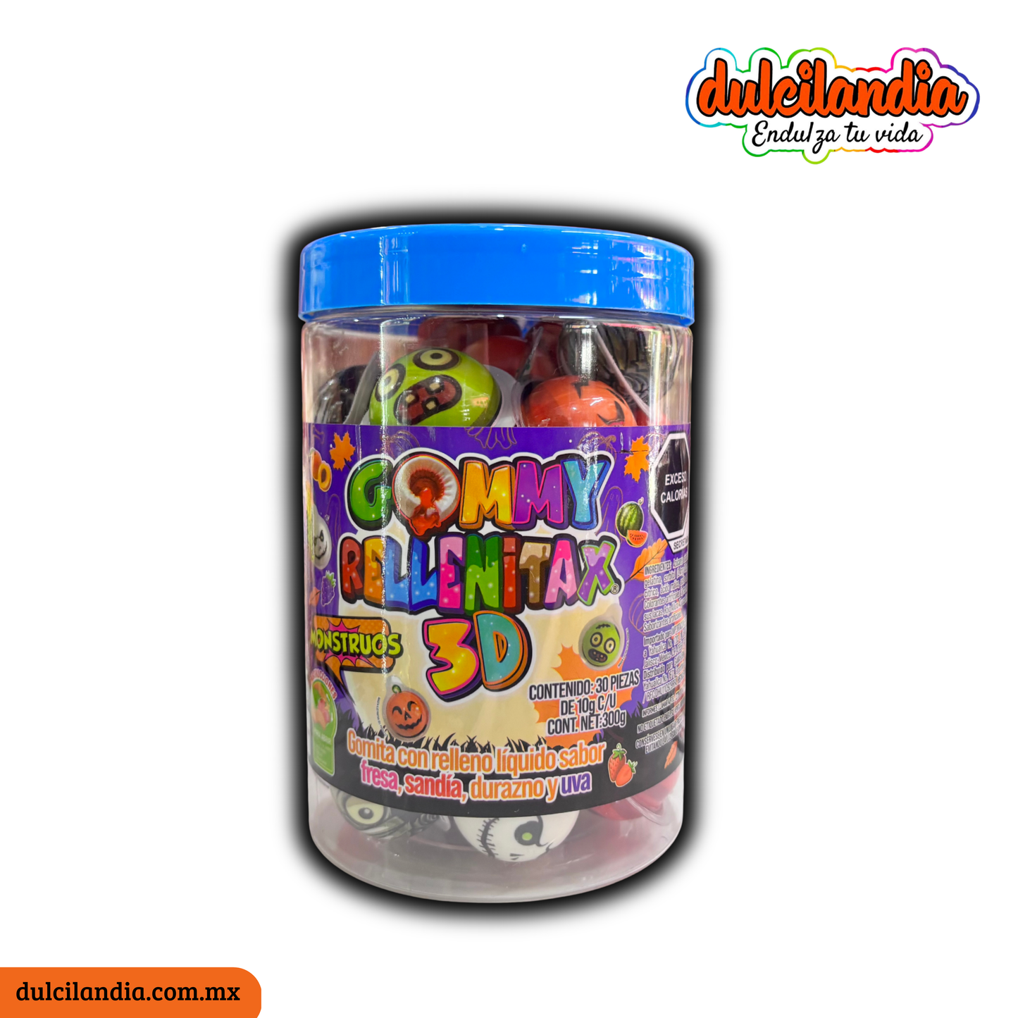 Gomitas Gommy Rellenitax 3D Monstruos 10g HUBIN Vitrolero c/30