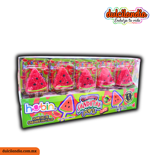 1 Novedad Gummy Sandiitax Pop’s Neón 11g HUBIN Exhibidor c/30