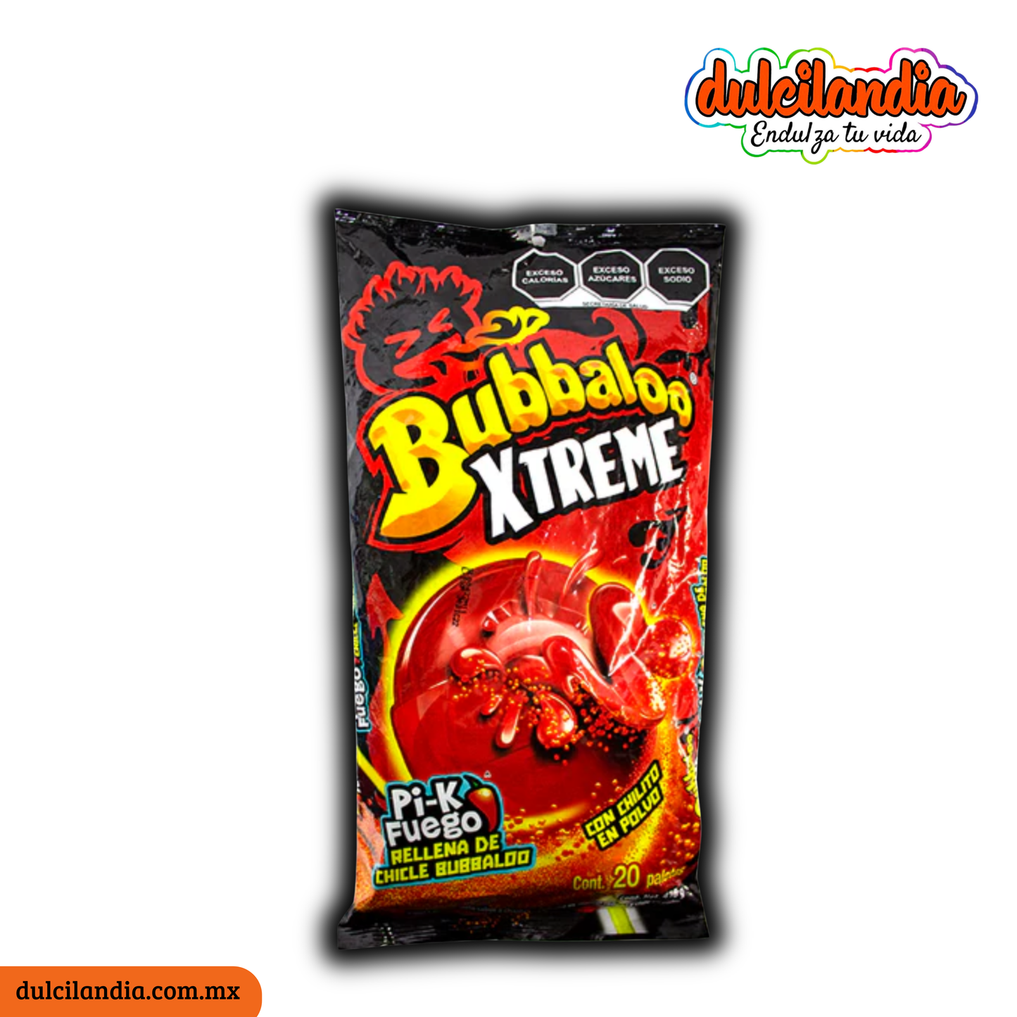 Paletas Bubbaloo Xtreme Pik-Fuego Enchilada 20.5g MONDELĒZ Bolsa c/20
