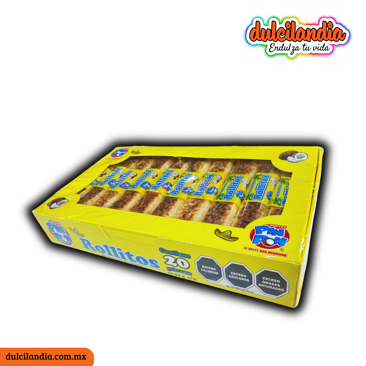 Cocada de Leche Rollitos de Coco 50g DULCES PIN PON Exhibidor c/20o