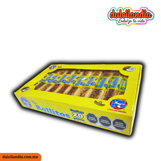 Cocada de Leche Rollitos de Coco 50g DULCES PIN PON Exhibidor c/20