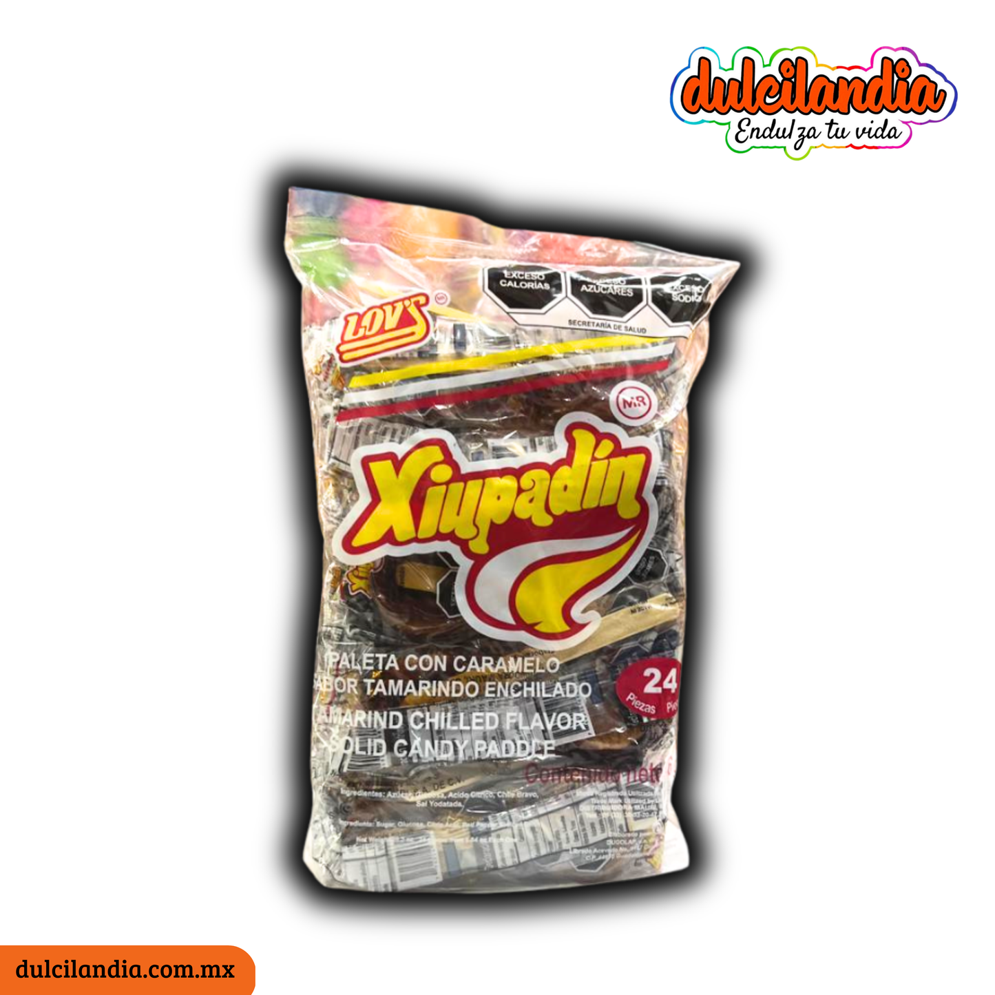 Paletas Caramelo con Tamarindo Enchilado Xiupadín 24g LOV’S Bolsa c/24