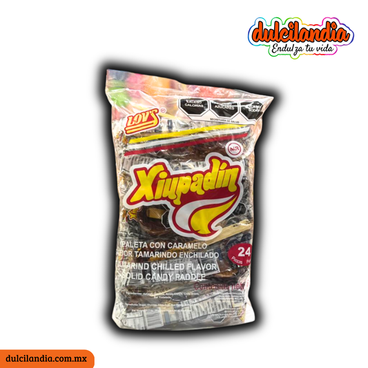Paletas Caramelo con Tamarindo Enchilado Xiupadín 24g LOV’S Bolsa c/24