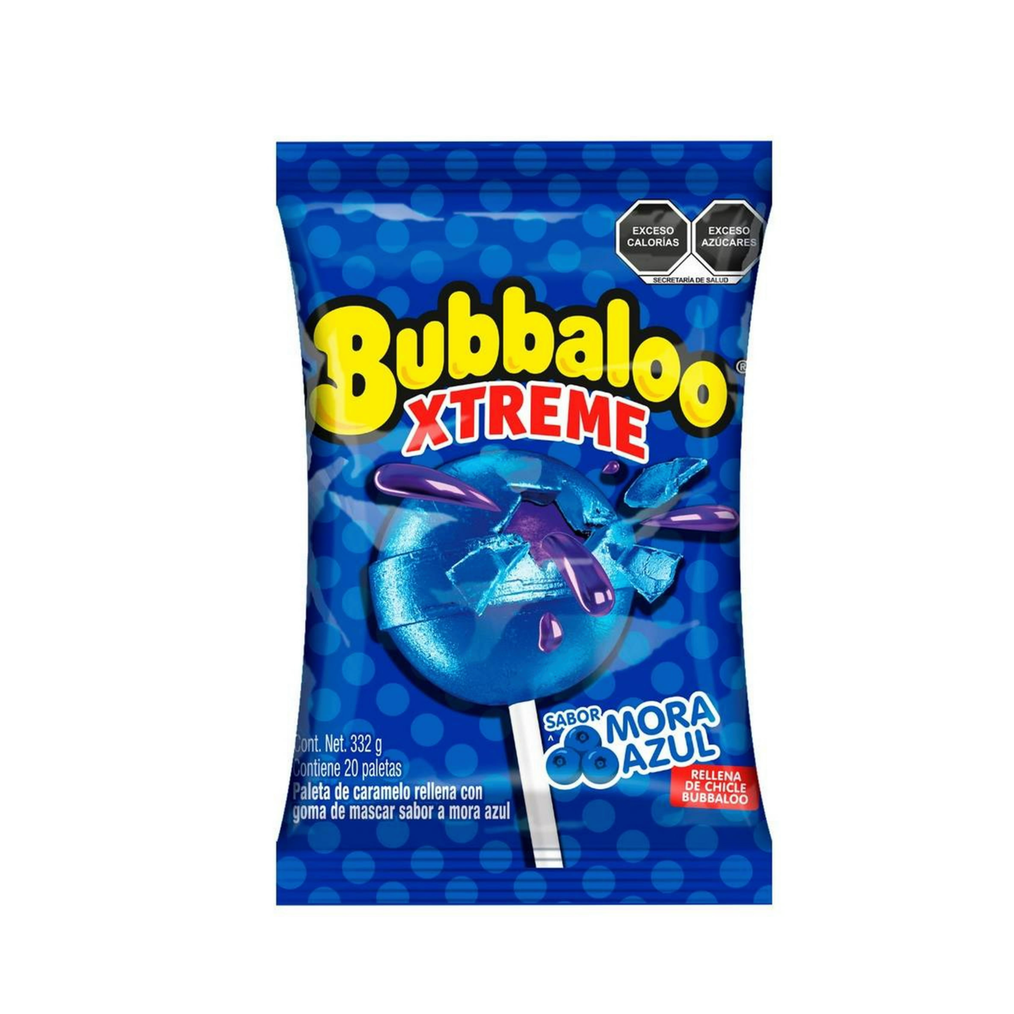 Paletas Bubbaloo Xtreme Mora Azul 16.6g MONDELĒZ Bolsa c/20