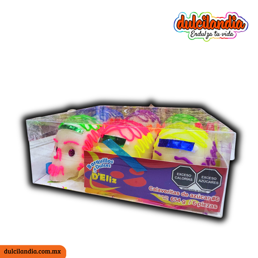 Calaveras de Azúcar Grande / Calaveritas de Azúcar Grande DIA DE MUERTOS Caja c/6