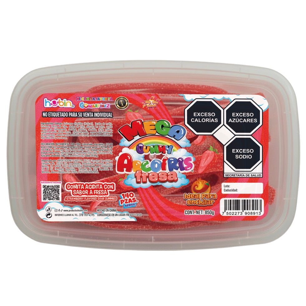 Gomitas Gummy Arcoiris Fresa HUBIN Exhibidor c/140