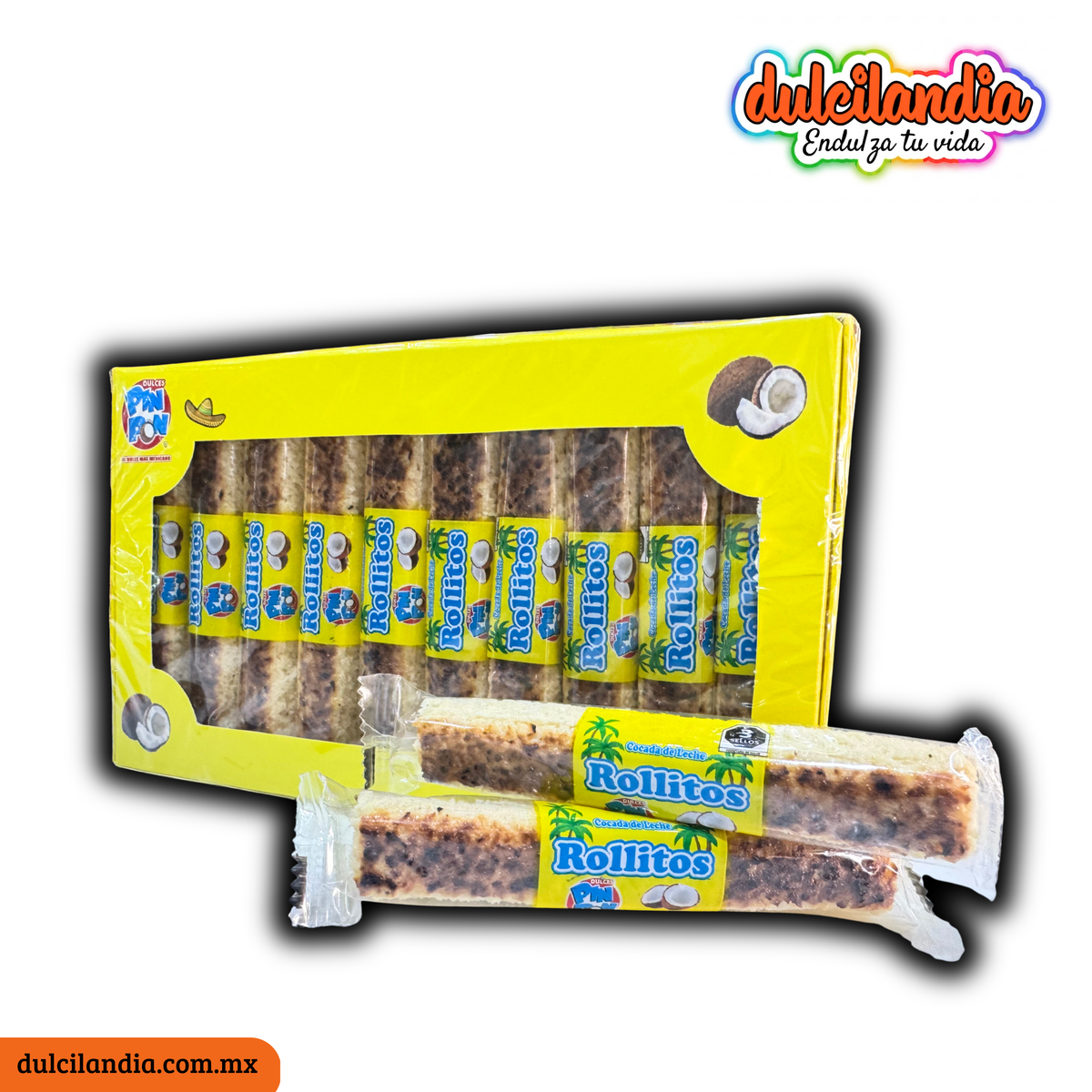 Cocada de Leche Rollitos de Coco 50g DULCES PIN PON Exhibidor c/20o