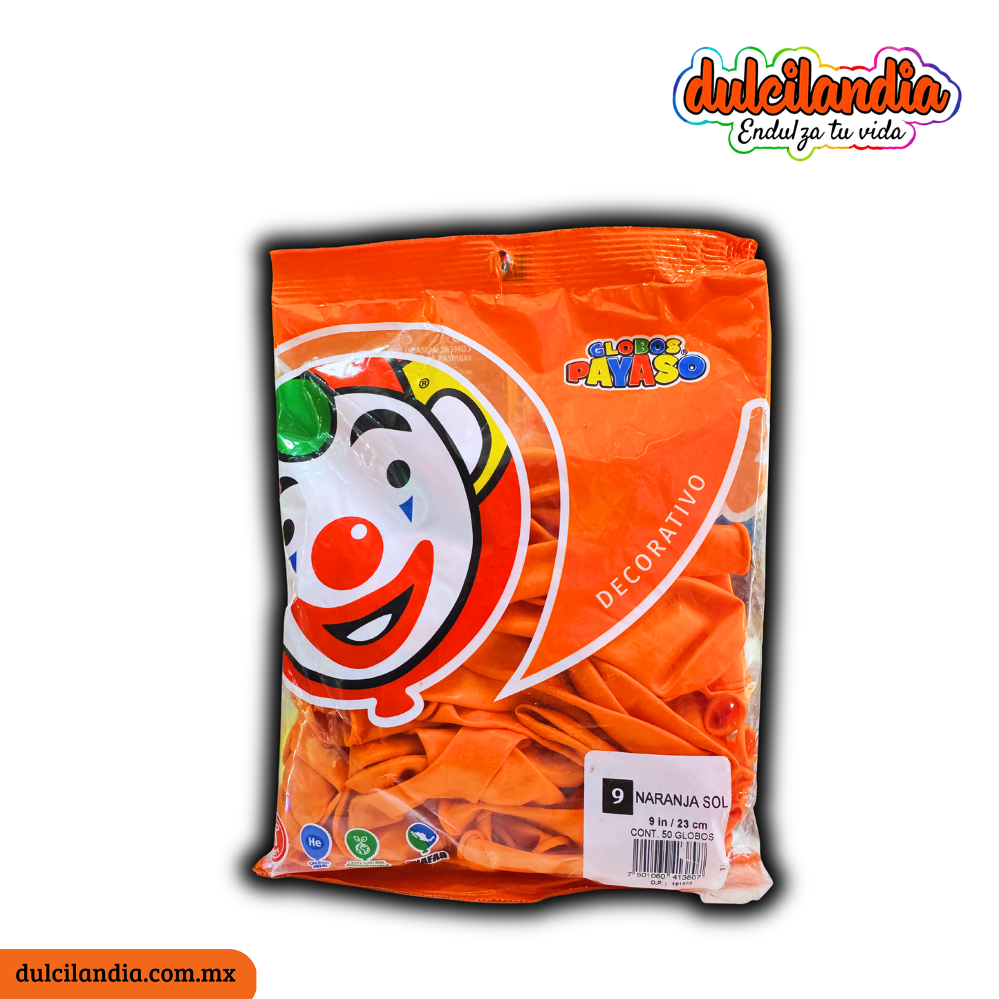 Globos #9 Naranja Sol GLOBOS PAYASO Bolsa c/50