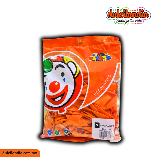 Globos #9 Naranja Sol GLOBOS PAYASO Bolsa c/50