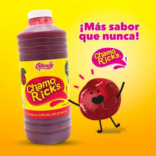 Chamoy ChamoRick’s con Ciruelas Enteras CHILIMOY Botella 1.1Kg