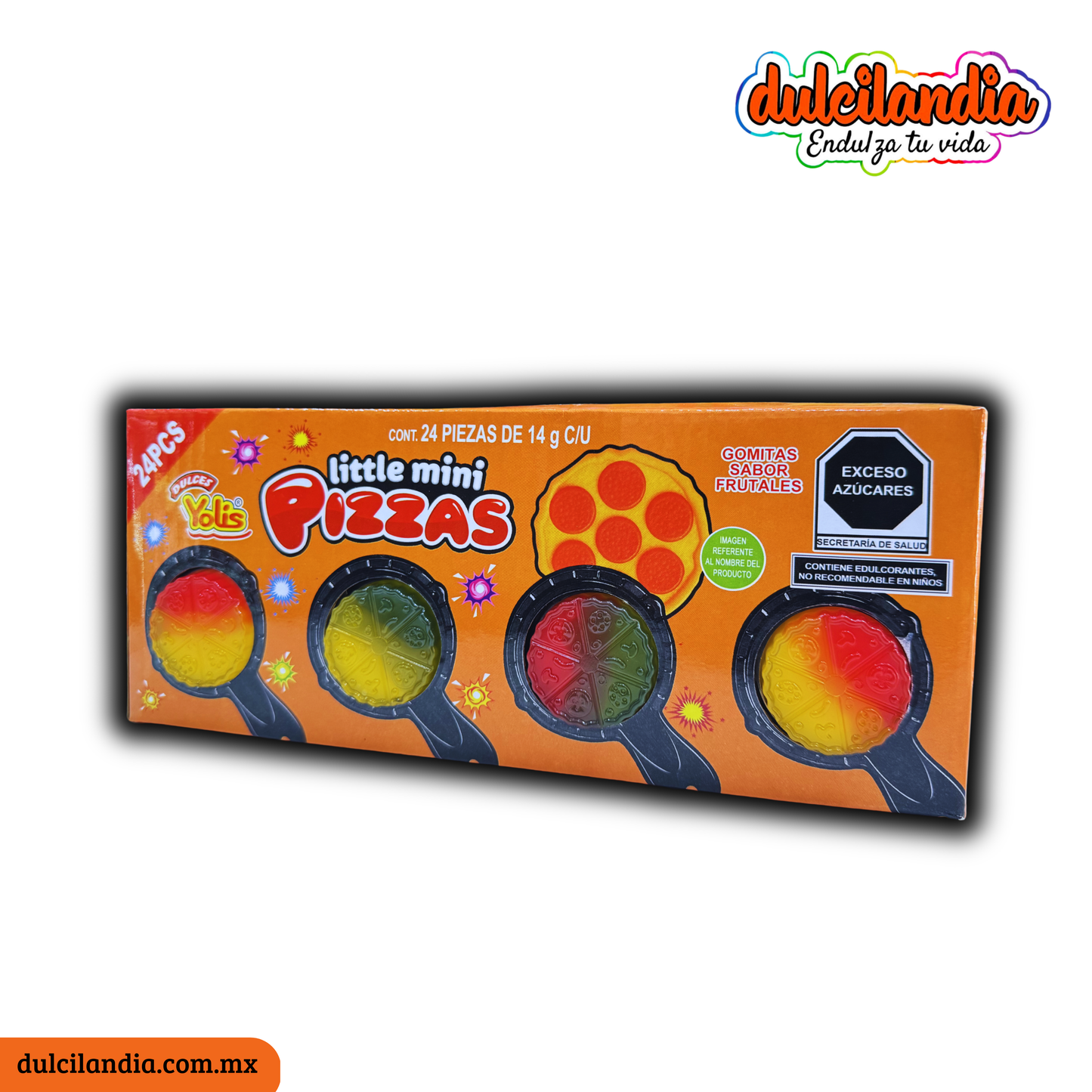 Little Mini Pizzas Gelatinas con Polvo Tronador 14g YOLIS Exhibidor c/24