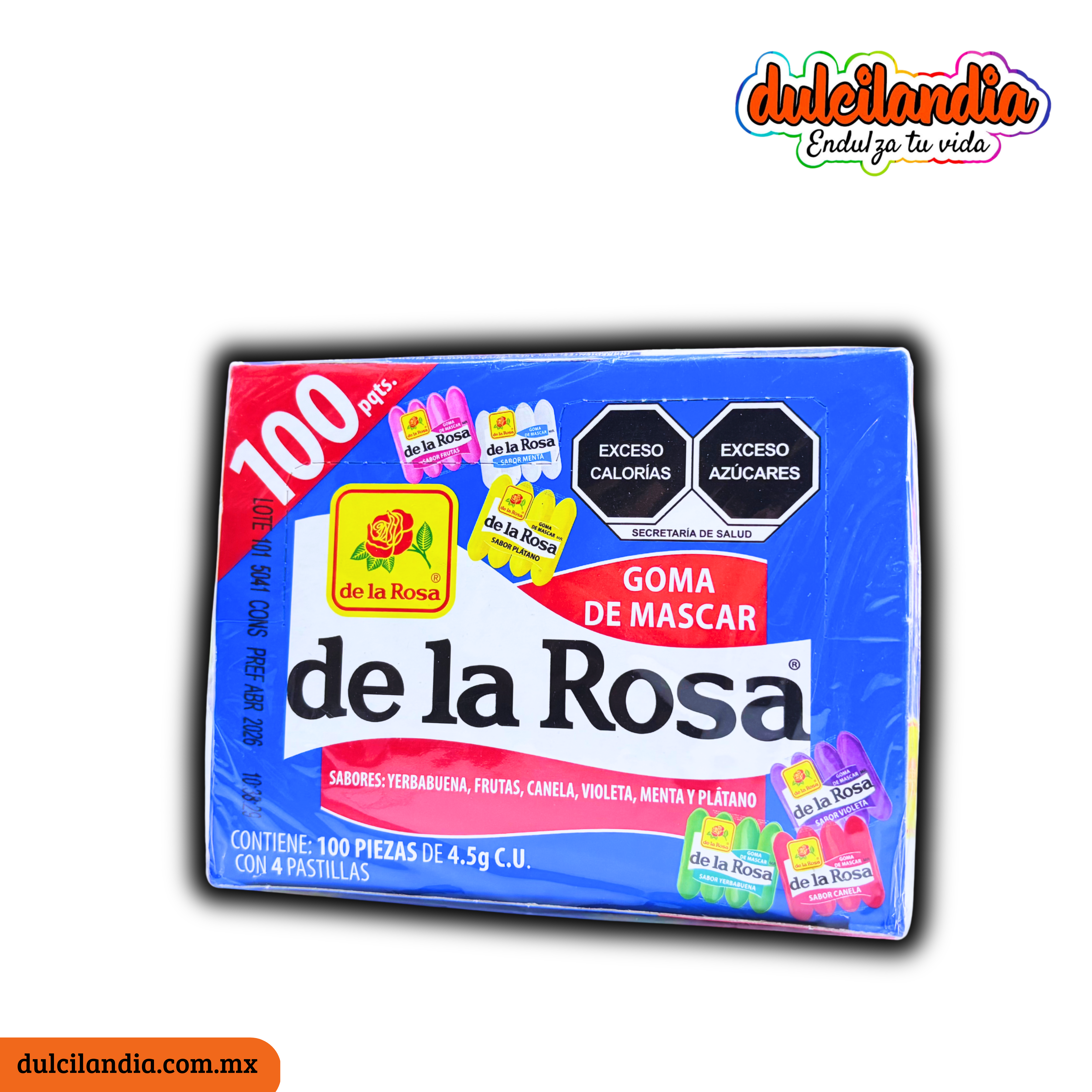Chicles Surtidos 4’s DE LA ROSA Caja c/100 – Dulcilandia Dulcería