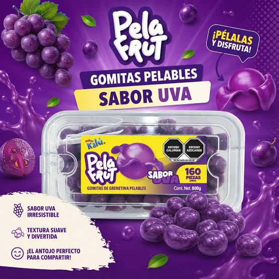 Gomitas Pelables Pela Frut Uva KALÚ Exhibidor c/160