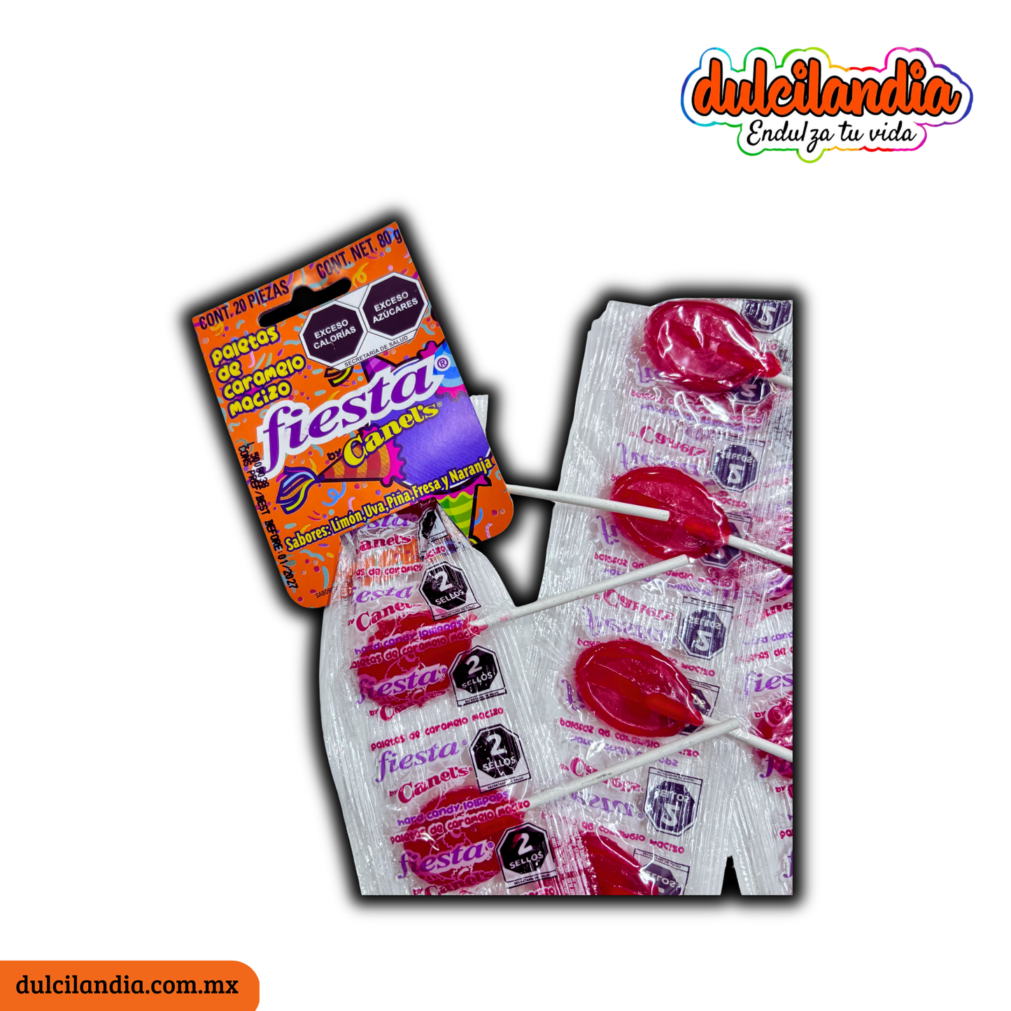 Paletas Fiesta Fresa 4g CANEL’S Tira c/20
