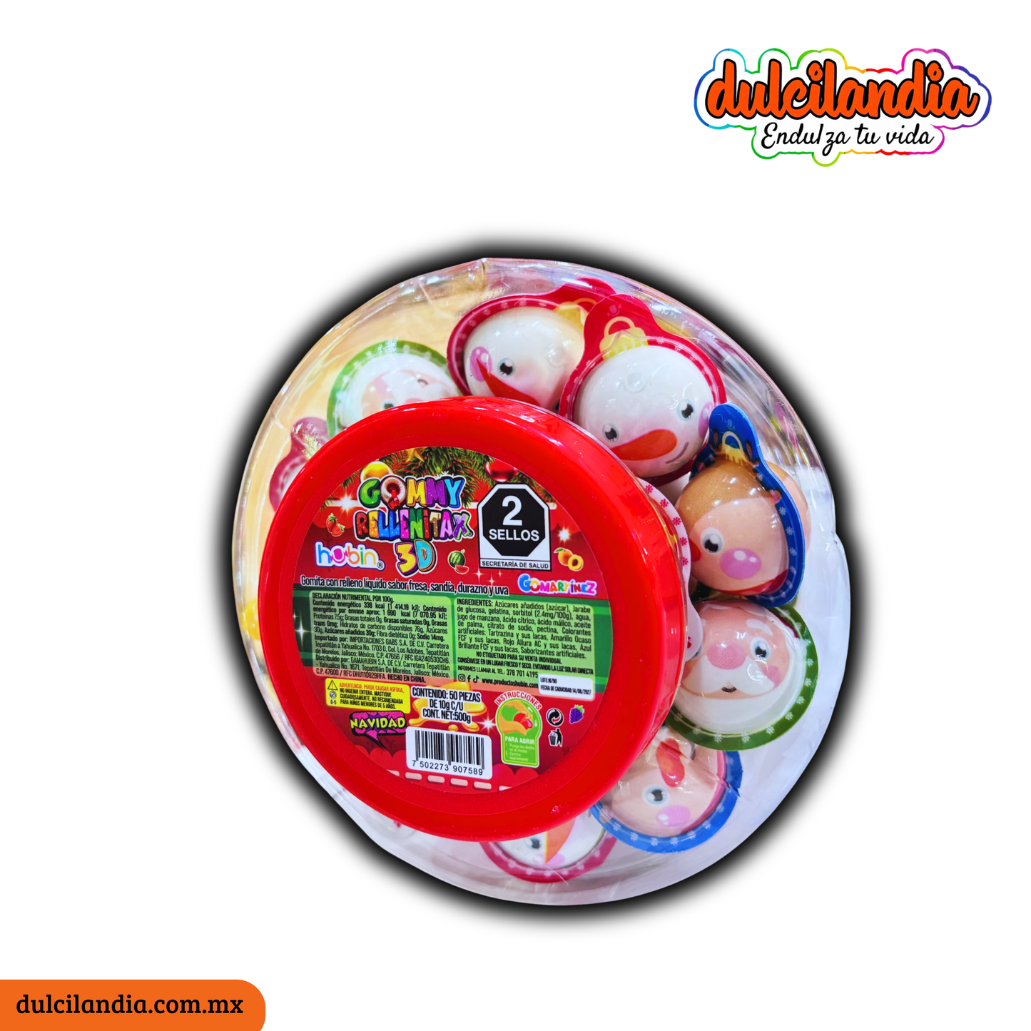 Gomitas Gommy Rellenitax Navidad Pino 10g HUBIN Vitrolero c/50