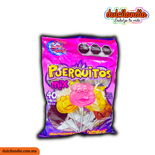 Paletas Puerquitos Mix 14g COOL TOONS Bolsa c/40