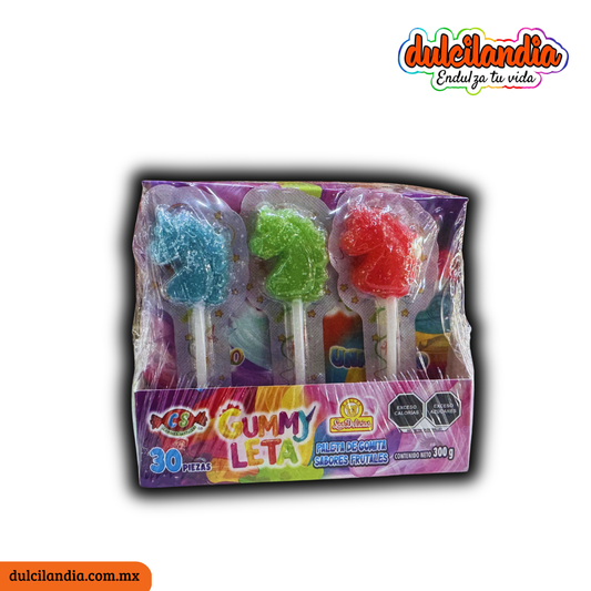 Paleta GummyLeta Dino Unicornio 10g LAS DELICIAS