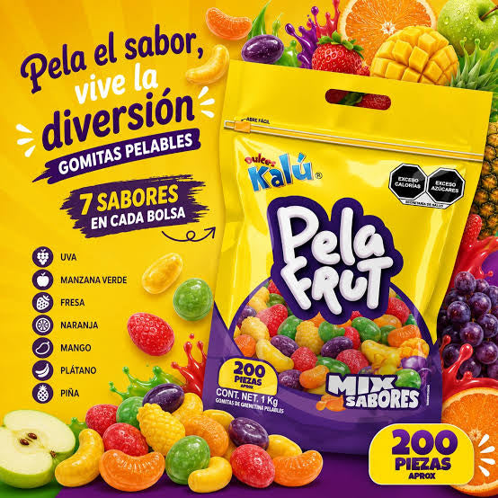 Gomitas Pelables Pela Frut Mix Sabores Surtidos KALÚ Bolsa c/200