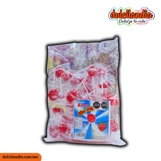 Paletas Bola Fresa KORA Bolsa c/40