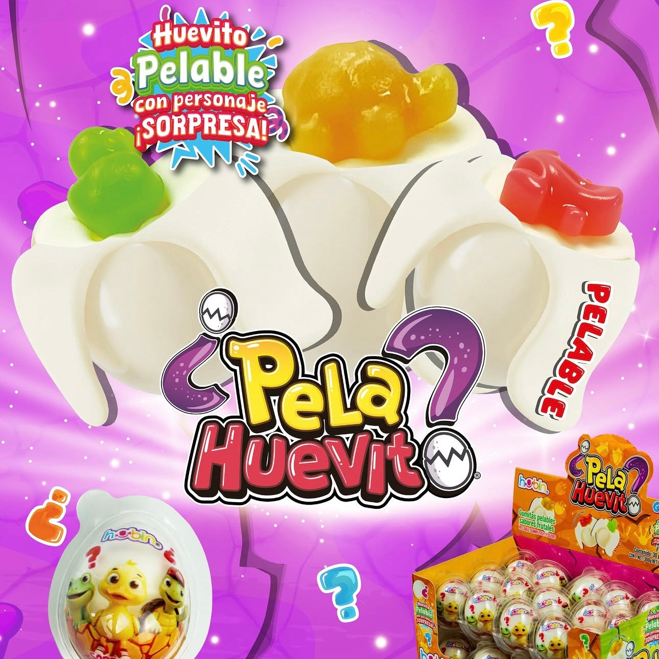 Gomitas Pelables Pela Huevito 10g HUBIN Exhibidor c/24