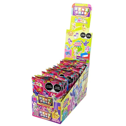 Mini Brix Unicornio Juguete Sorpresa con Caramelo Tronador HUBIN Exhibidor c/18