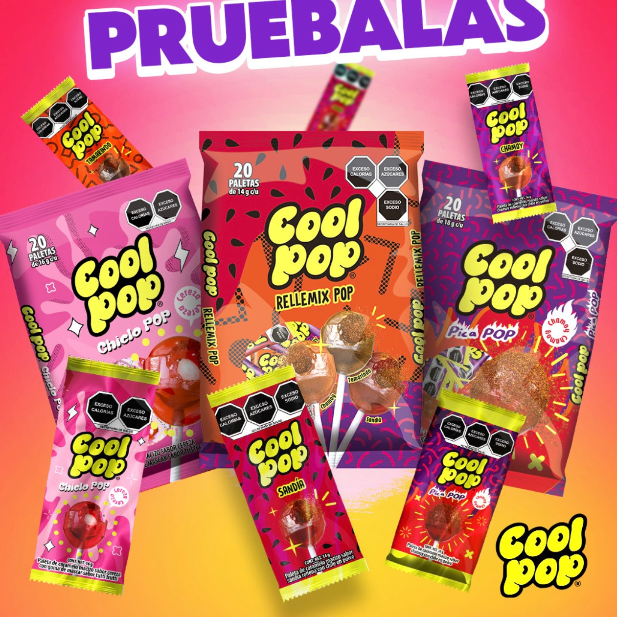 Paletas Cool Pop Rellemix Pop Surtida 14g COOL TOONS Bolsa c/20