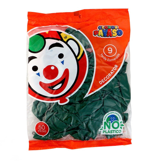 Globos #9 Verde Esmeralda GLOBOS PAYASO Bolsa c/50