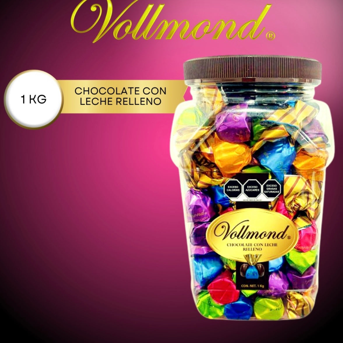 Chocolates con Leche Rellenos VOLLMOND Vitrolero c/100