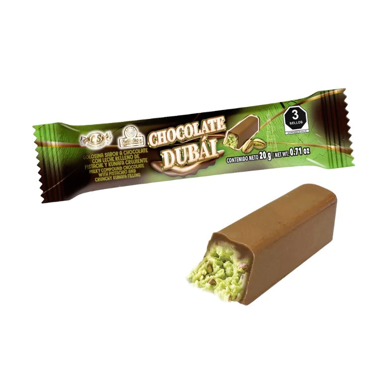 Chocolates Dubái Pistache 20g LAS DELICIAS Exhibidor c/24
