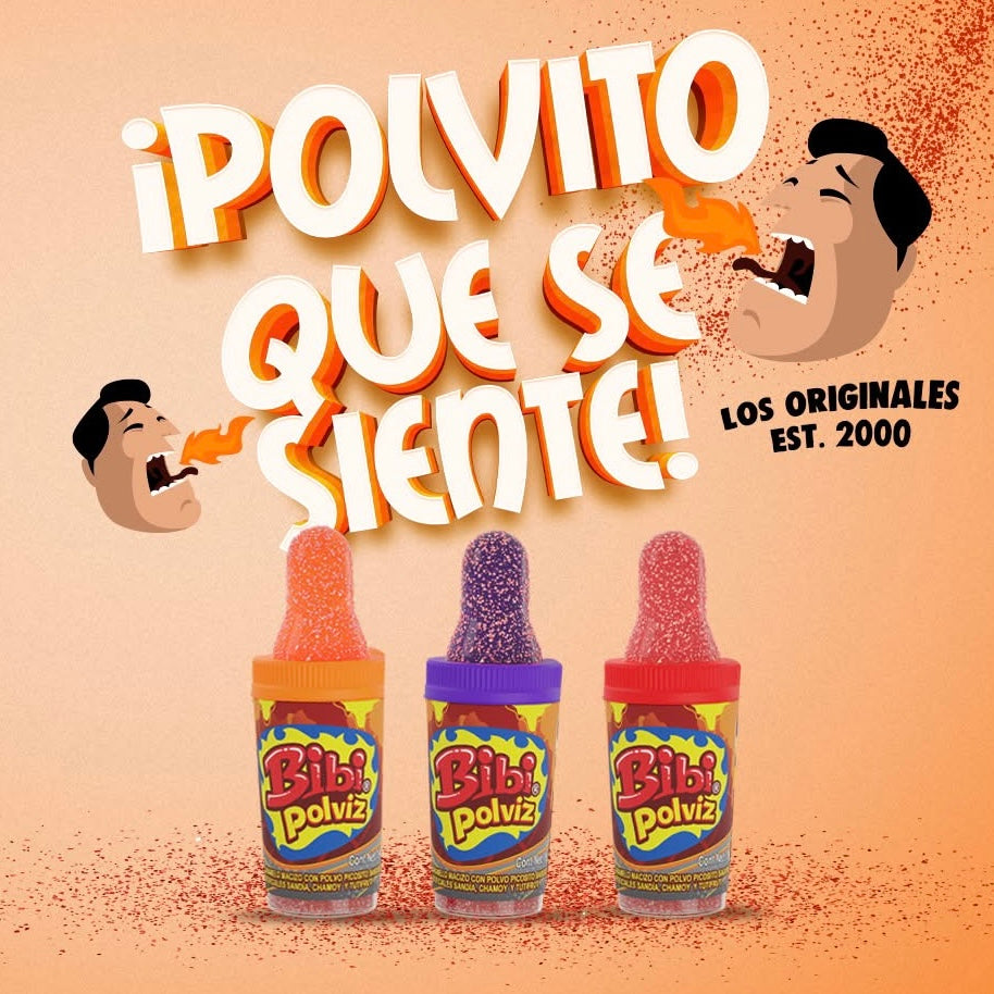Bibi Polviz Caramelo con Polvo Picosito 19g DULCES PILLO Caja c/12