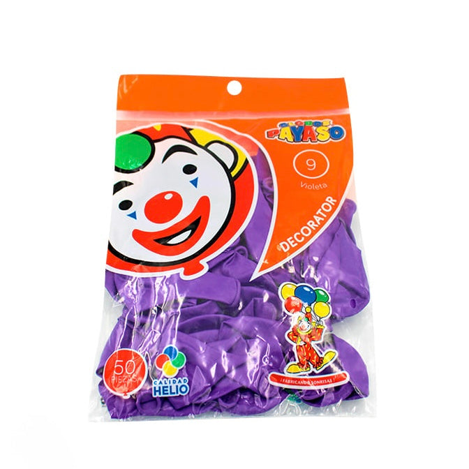 Globos #9 Violeta GLOBOS PAYASO Bolsa c/50