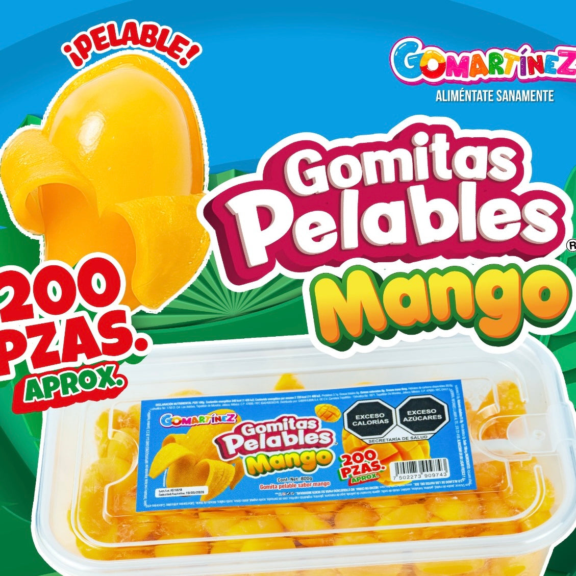 Gomitas Pelables Mango GOMARTINEZ HUBIN Exhibidor c/200