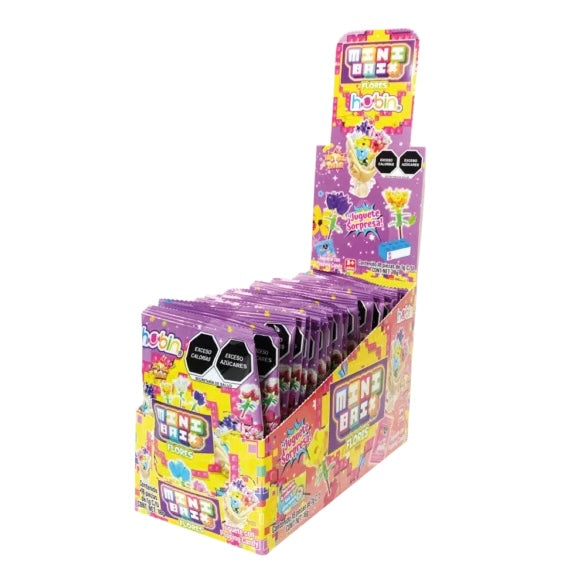 Mini Brix Flores Juguete Sorpresa con Caramelo Tronador HUBIN Exhibidor c/18