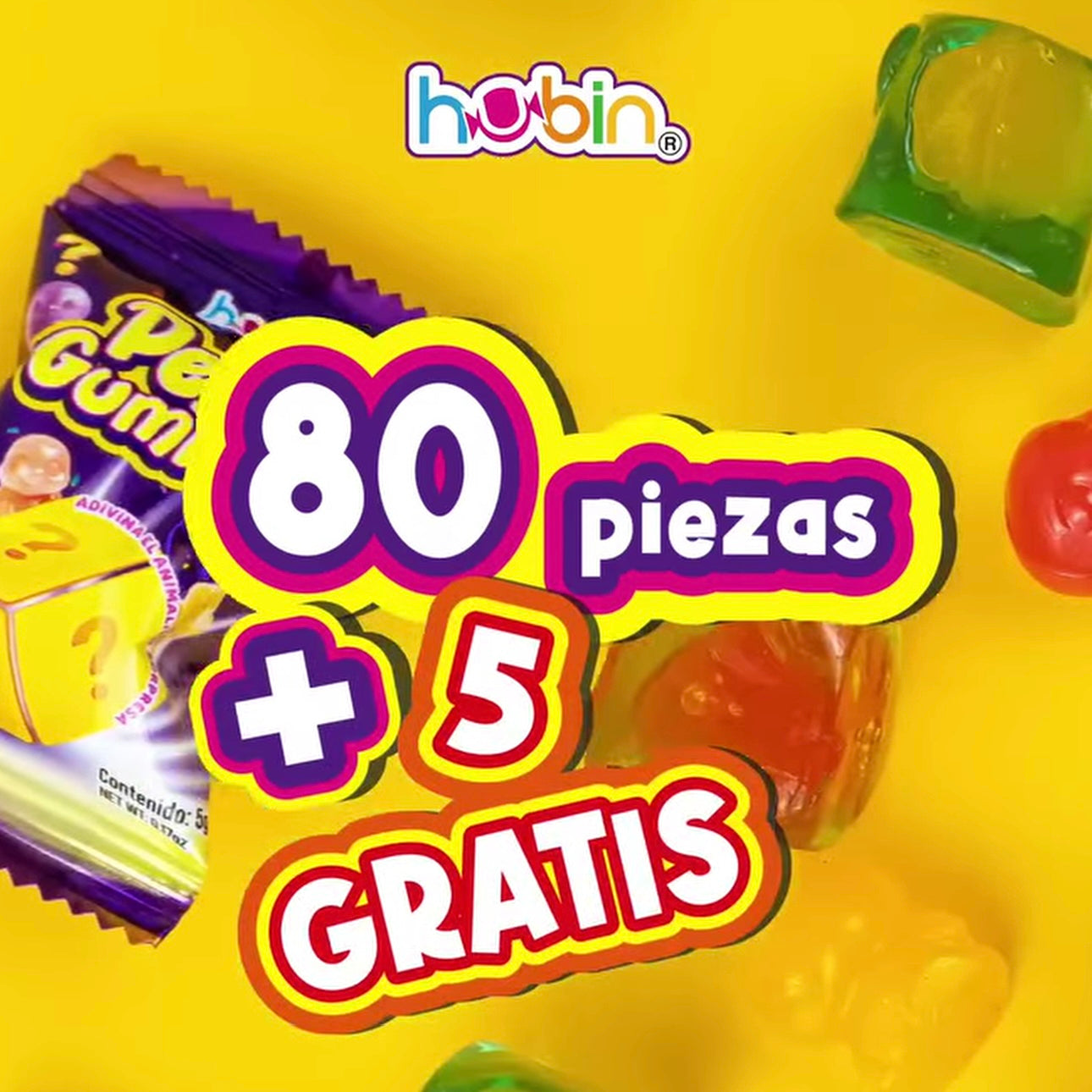 Gomitas Pelables Pele Gummy Sorpresa 5g HUBIN Bolsa c/85