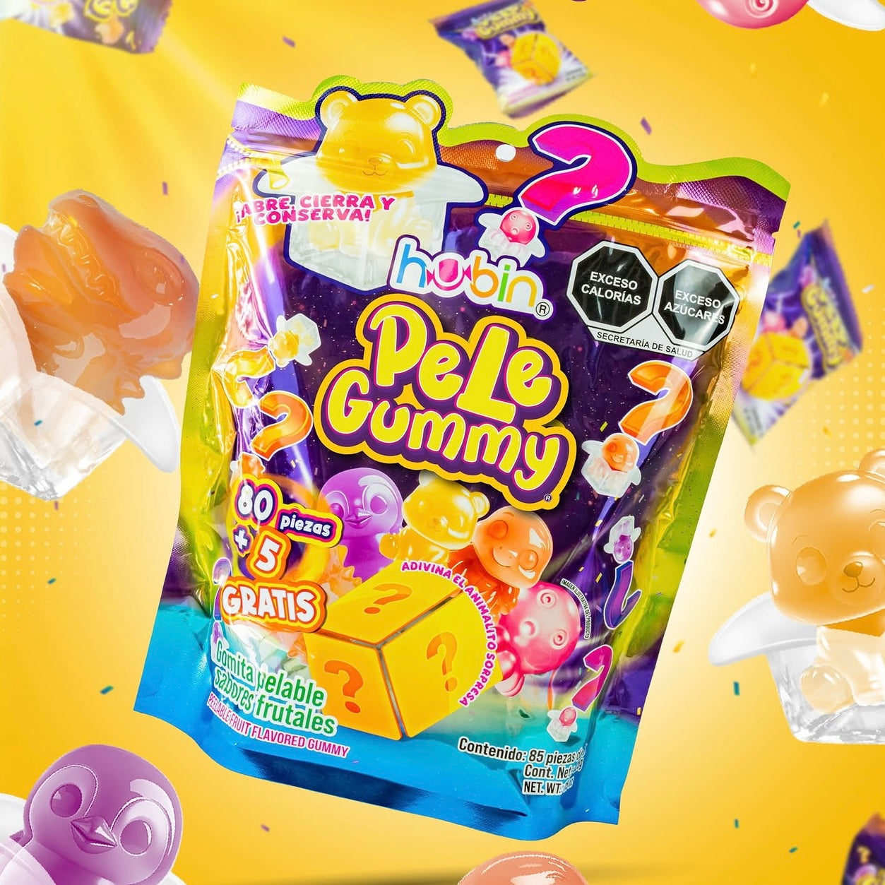 Gomitas Pelables Pele Gummy Sorpresa 5g HUBIN Bolsa c/85