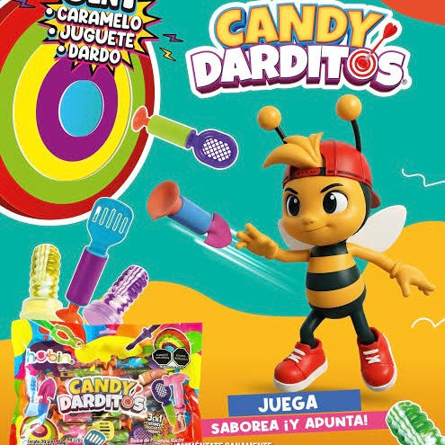 Candy Darditos Caramelos, Juguete y Dardo 3 en 1 HUBIN Bolsa c/20