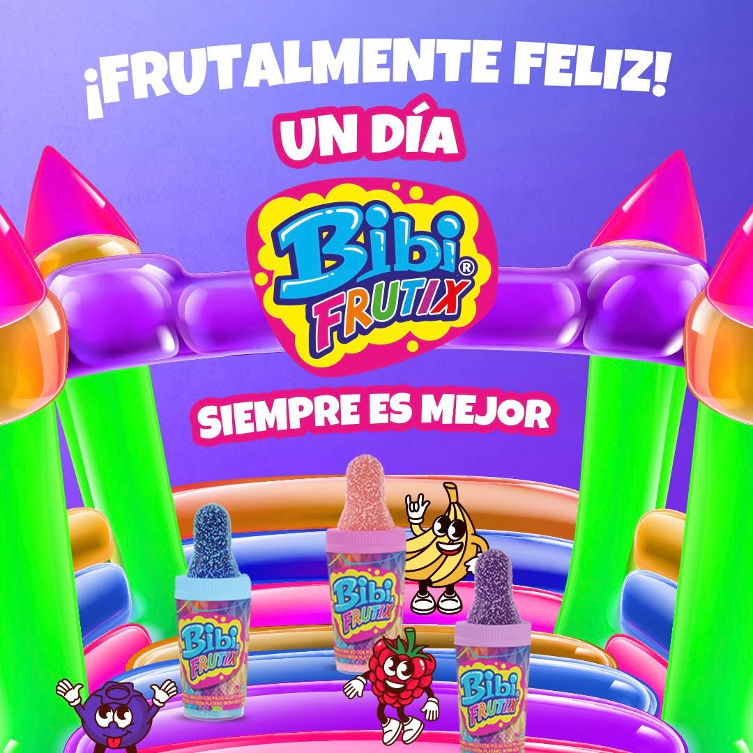 Bibi Frutix Caramelo con Polvo Frutal 19g DULCES PILLO Caja c/12