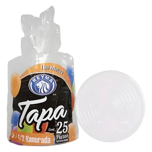 Tapas Plásticas 1LT / 1/2LT Ranuradas con Agujero REYMA Empaque c/25