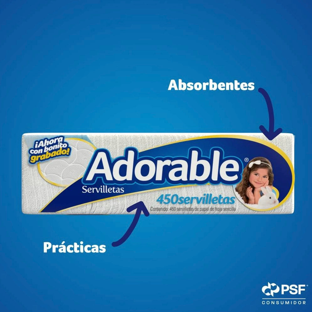 Servilletas de Papel ADORABLE Empaque c/450