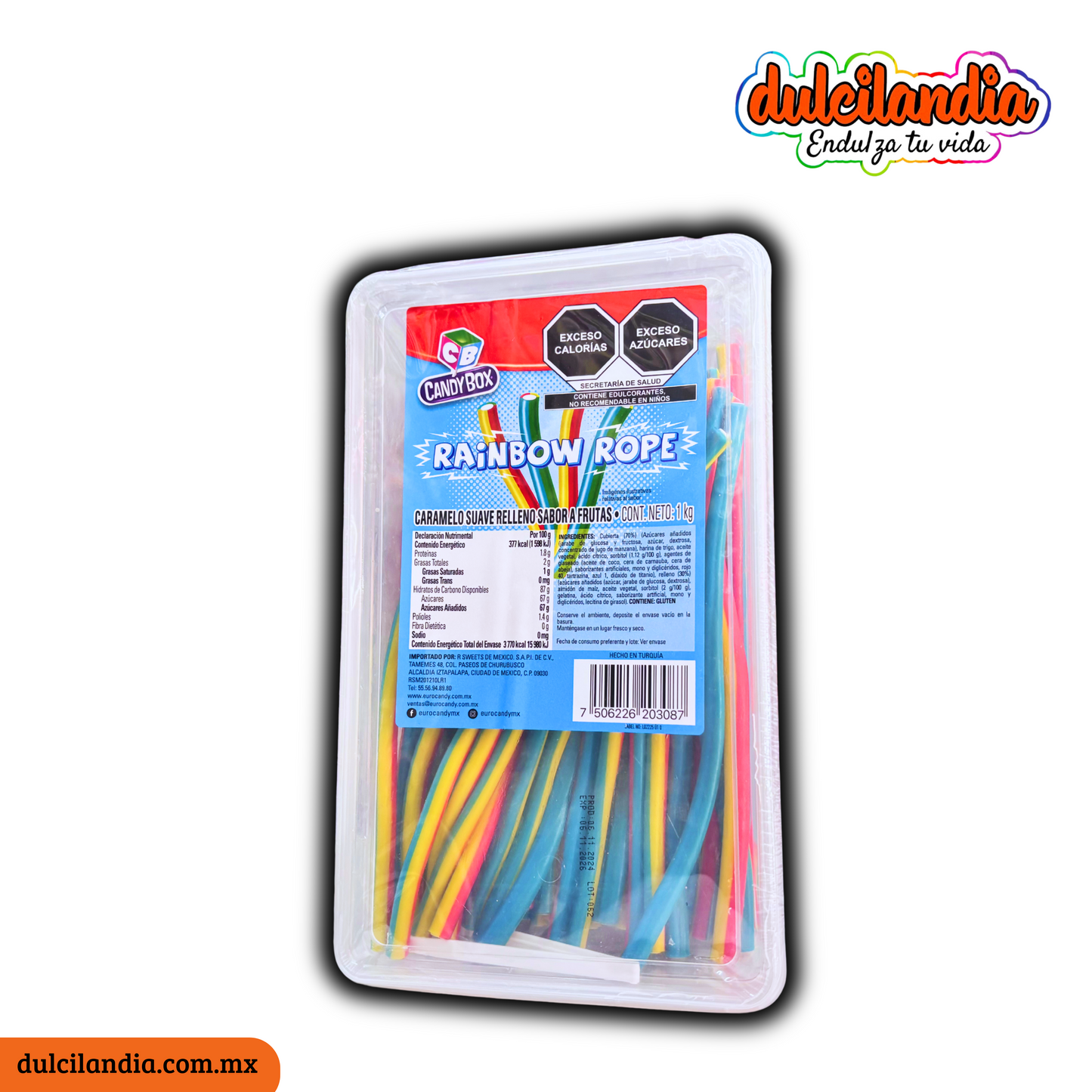 Caramelos Suaves Rellenos Rainbow Rope CANDY BOX Estuche 1Kg