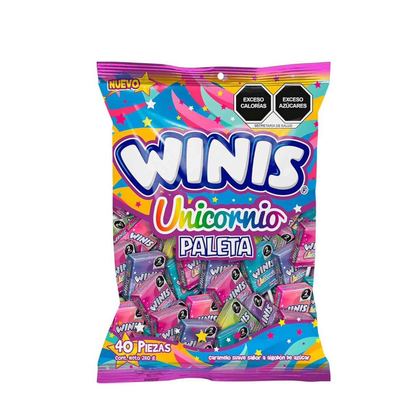 Paletas de Caramelo Suave Unicornio 7g WINIS Bolsa c/40
