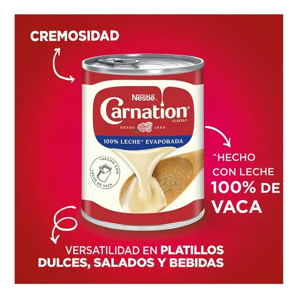 Leche Evaporada Carnation Clavel NESTLÉ Lata 360g