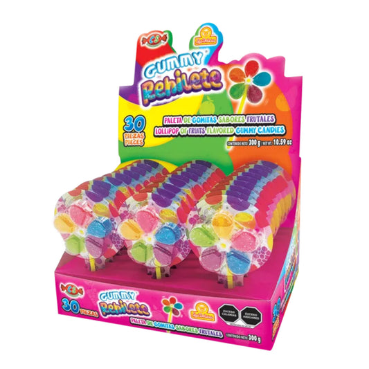 Paletas Gummy Rehilete 10g LAS DELICIAS Exhibidor c/30