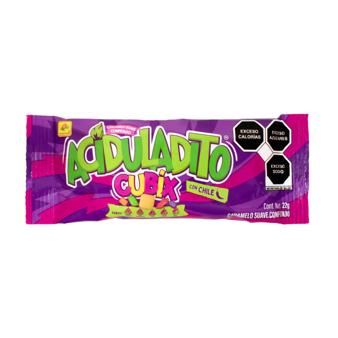 Caramelos Suaves Aciduladito CUBIX Sobres 22g DE LA ROSA Caja c/24