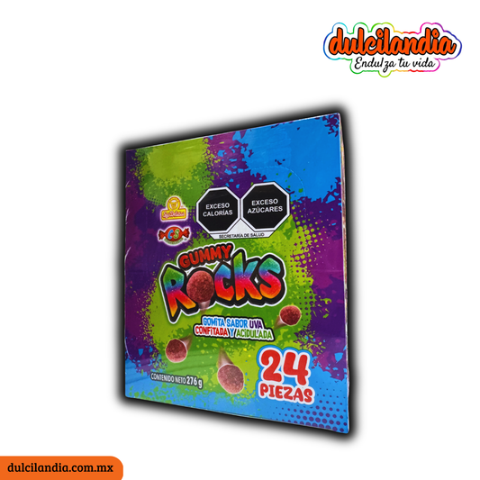 Gummy Rocks Gomitas Aciduladas Uva Sobres 11.5g Exhibidor c/24