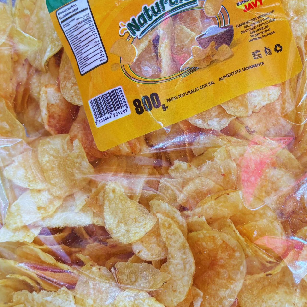 Papas Fritas Naturales con Sal JAVY Bolsa 800g