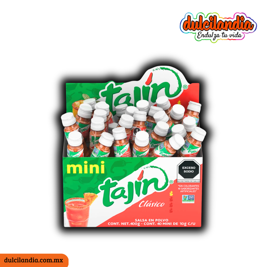 Chile en Polvo Mini Tajín Clásico Botellas 10g TAJÍN Exhibidor c/40