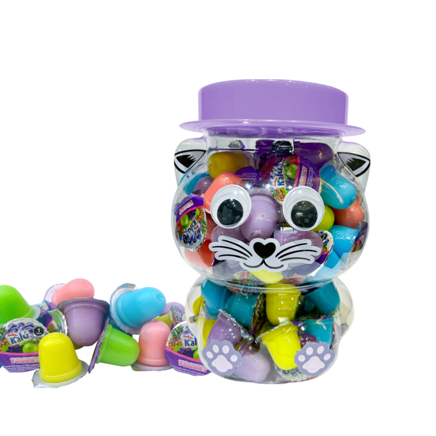 Mini Gelatina Yogurt 15g KALÚ Vitrolero Alcancía Gato c/100